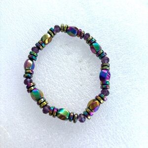 Multicolor iridescent Stone Beaded Bracelet NWT